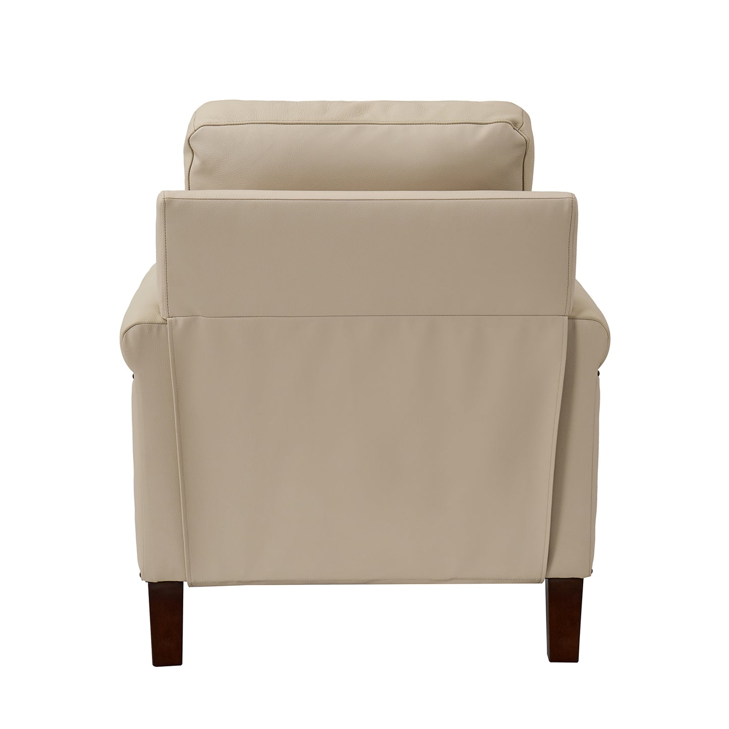 Raimund Genuine Leather Armchair – Beige Nailhead Accent Chair