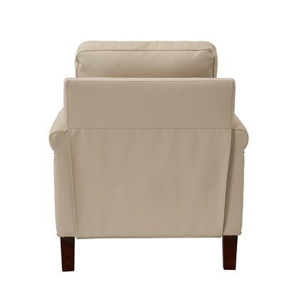 Raimund Genuine Leather Armchair – Beige Nailhead Accent Chair
