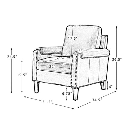 Raimund Genuine Leather Armchair – Brown Nailhead Accent Chair