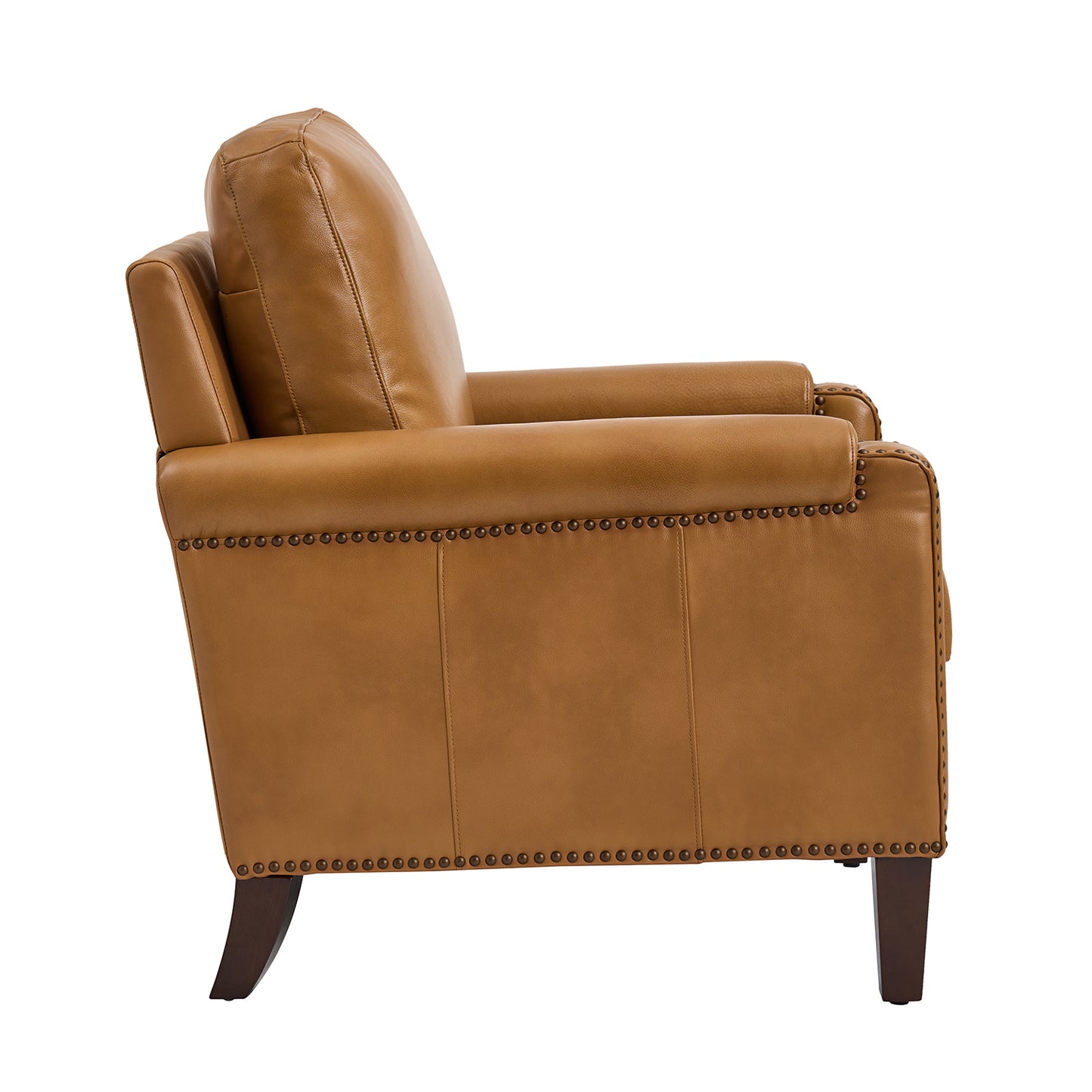 Raimund Genuine Leather Armchair – Camel Nailhead Accent Chair