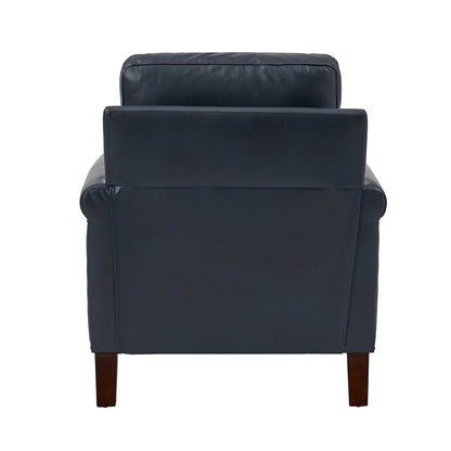 Raimund Genuine Leather Armchair – Navy Nailhead Accent Chair