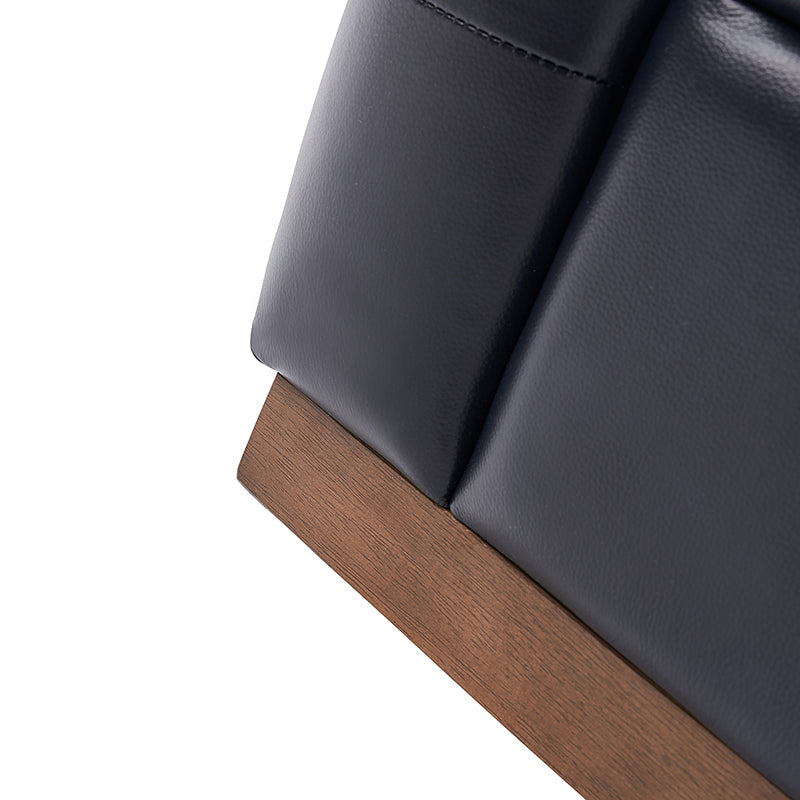 Arnold Genuine Leather Swivel Club Chair – Navy Tufted Barrel Chair