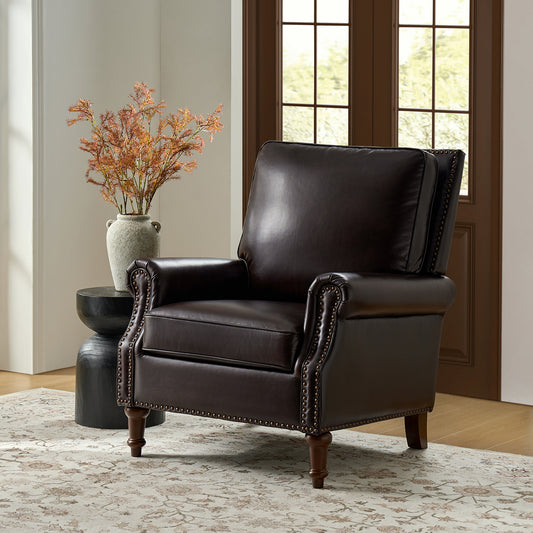 Raymond Genuine Leather Chair – Espresso Traditional Accent Chair