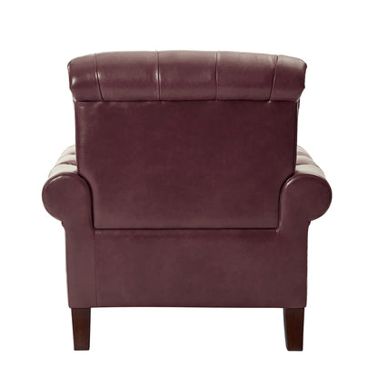 Vivian Genuine Leather Armchair – Burgundy Tufted Classic Accent Chair