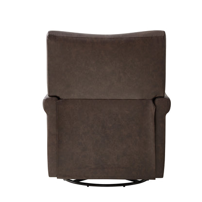 Smelda Genuine Leather Swivel Rocker Chair – Chocolate Tufted Club Chair