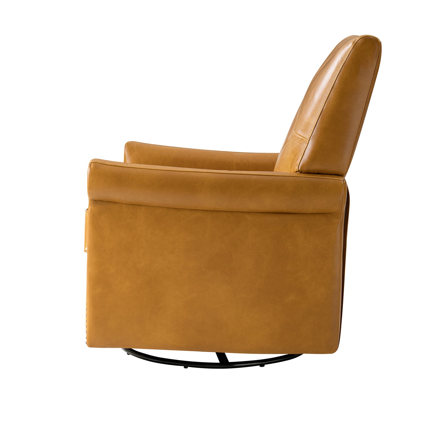 Smelda Genuine Leather Swivel Rocker Chair – Camel Tufted Club Chair