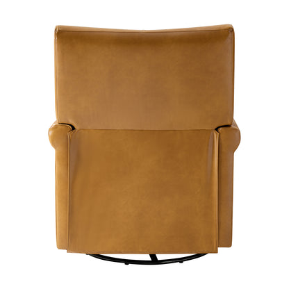 Smelda Genuine Leather Swivel Rocker Chair – Camel Tufted Club Chair