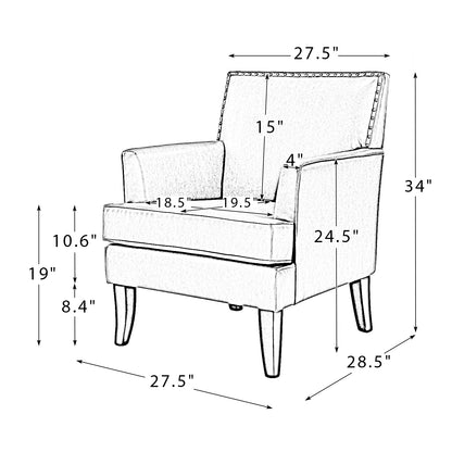 Celadon Armchair – Grey Nailhead Accent Chair