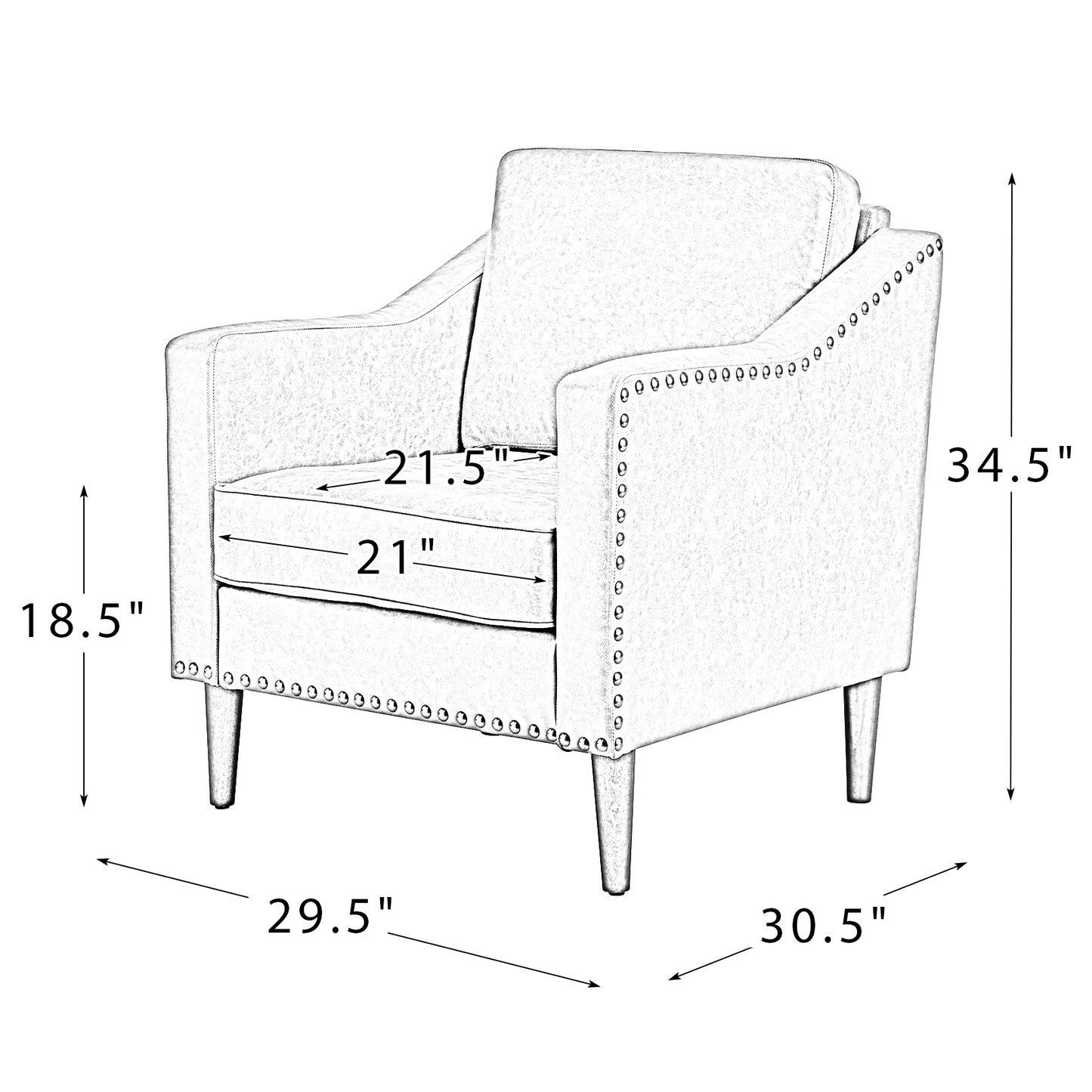 Bonita Vegan Leather Armchair – Beige Nailhead Accent Chair