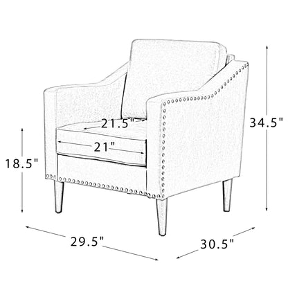 Bonita Vegan Leather Armchair – Camel Nailhead Accent Chair