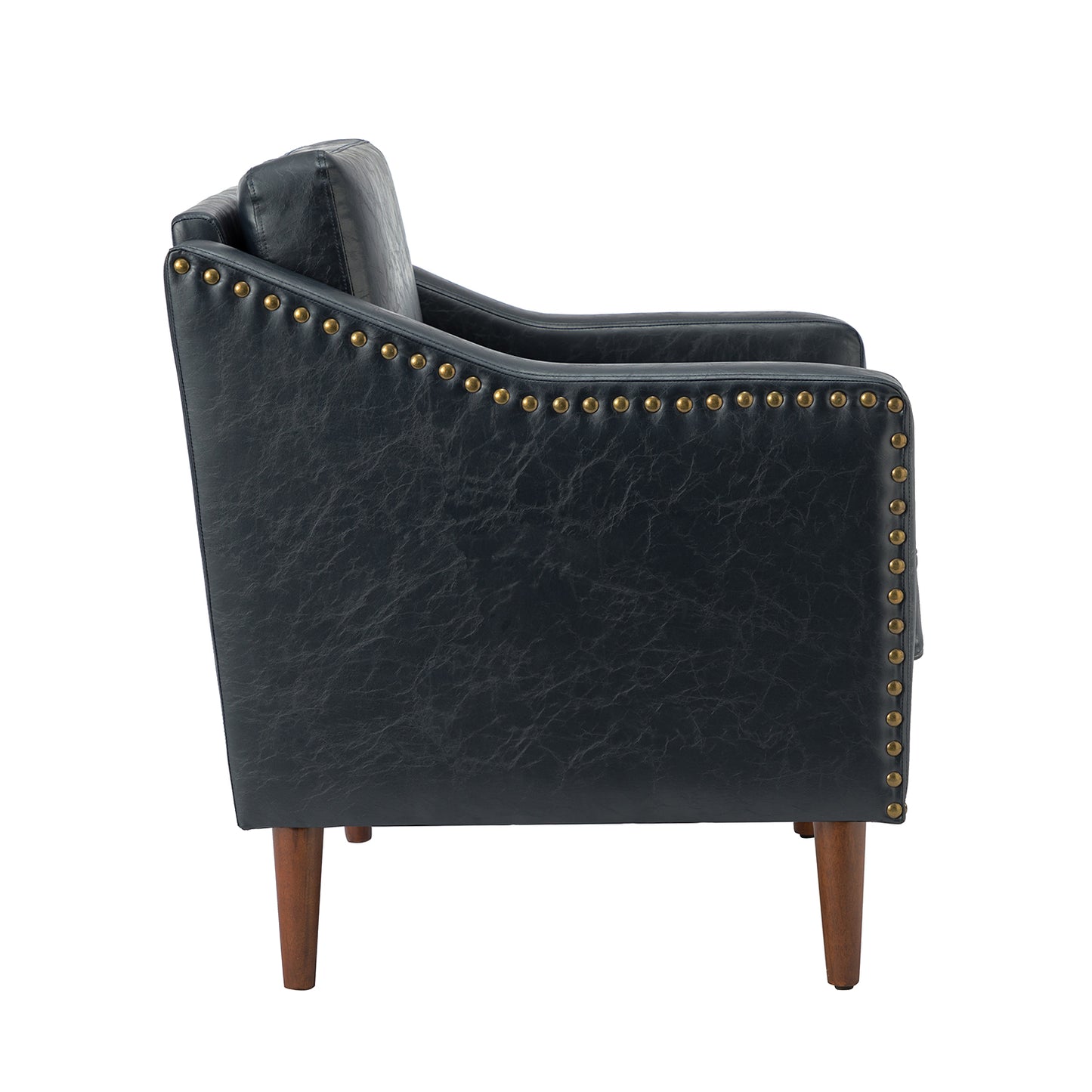 Bonita Vegan Leather Armchair – Navy Nailhead Accent Chair
