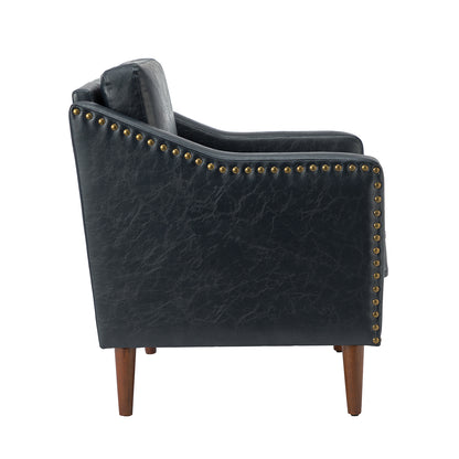 Bonita Vegan Leather Armchair – Navy Nailhead Accent Chair