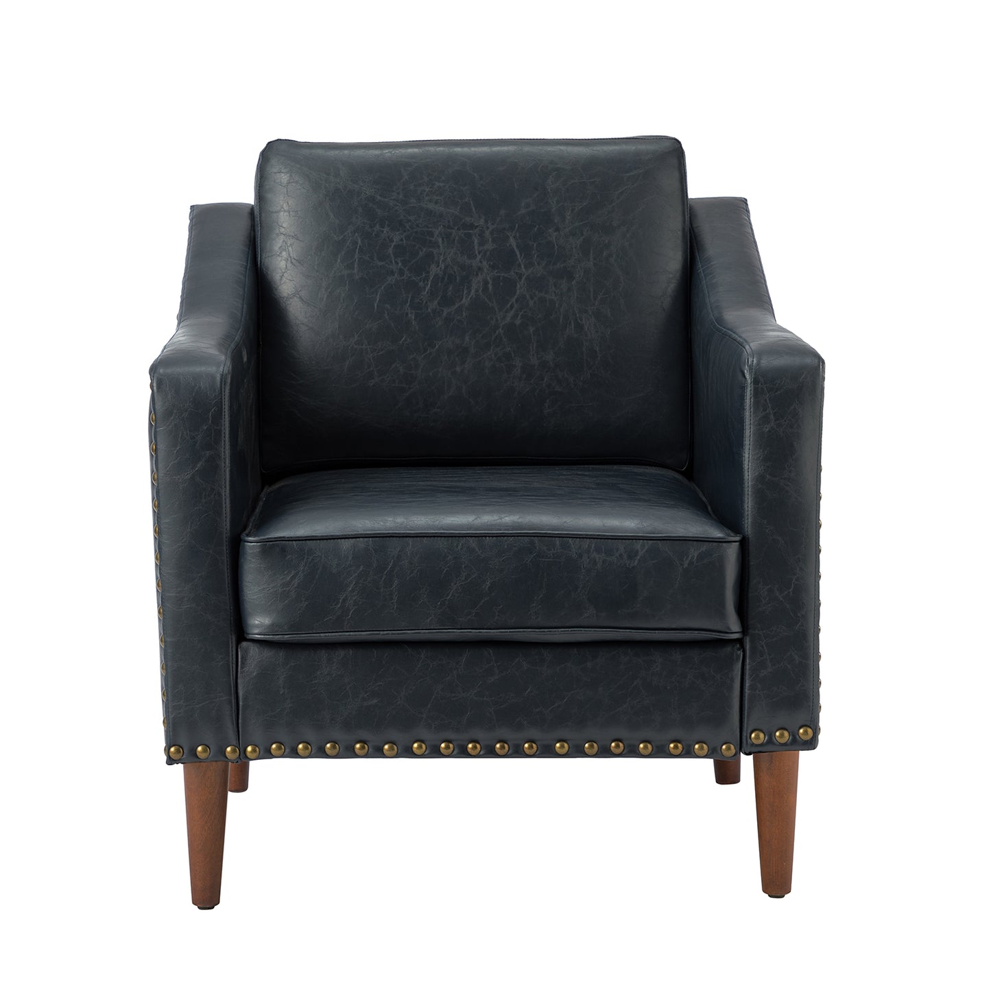 Bonita Vegan Leather Armchair – Navy Nailhead Accent Chair