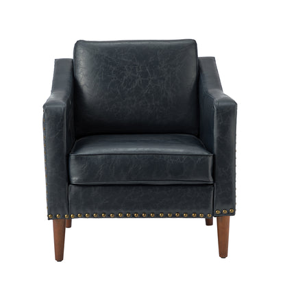 Bonita Vegan Leather Armchair – Navy Nailhead Accent Chair