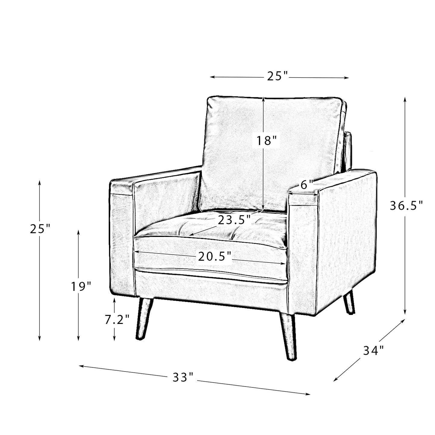 Aurelian Genuine Leather Armchair – Beige Mid-Century Accent Chair