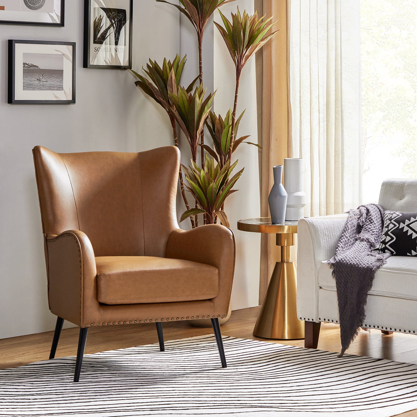 Meleagrides Armchair – Camel Vintage Accent Chair