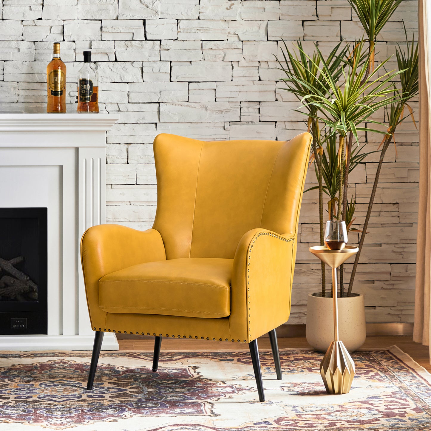 Meleagrides Armchair – Mustard Vintage Accent Chair
