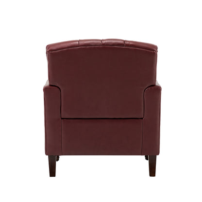 Elijah Genuine Leather Armchair – Burgundy Tufted Nailhead Accent Chair