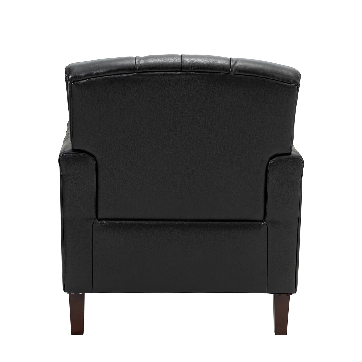 Elijah Genuine Leather Armchair – Black Tufted Nailhead Accent Chair