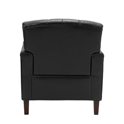 Elijah Genuine Leather Armchair – Black Tufted Nailhead Accent Chair