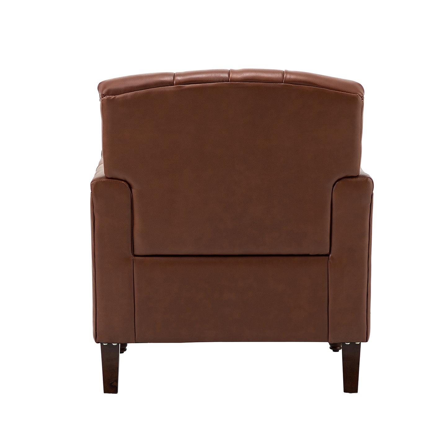 Elijah Genuine Leather Armchair – Brown Tufted Nailhead Accent Chair
