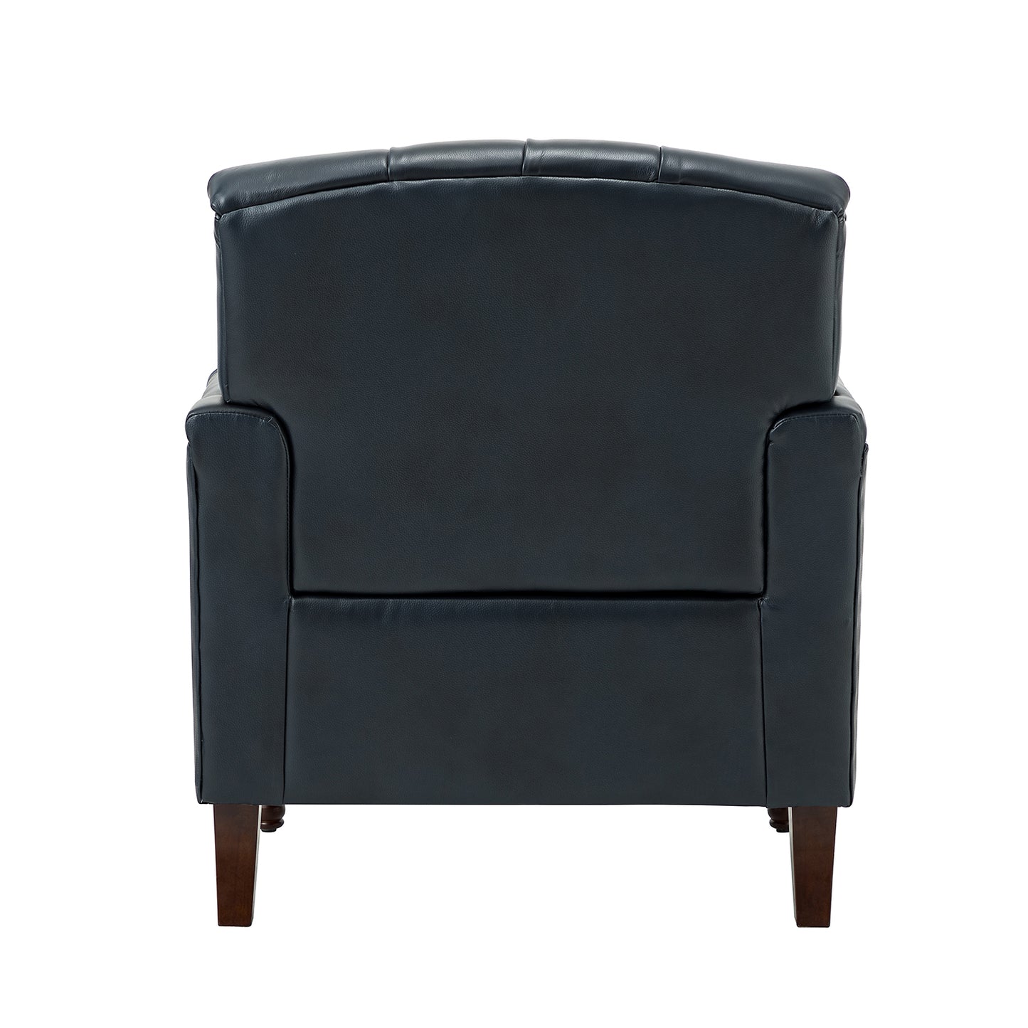 Elijah Genuine Leather Armchair – Navy Tufted Nailhead Accent Chair