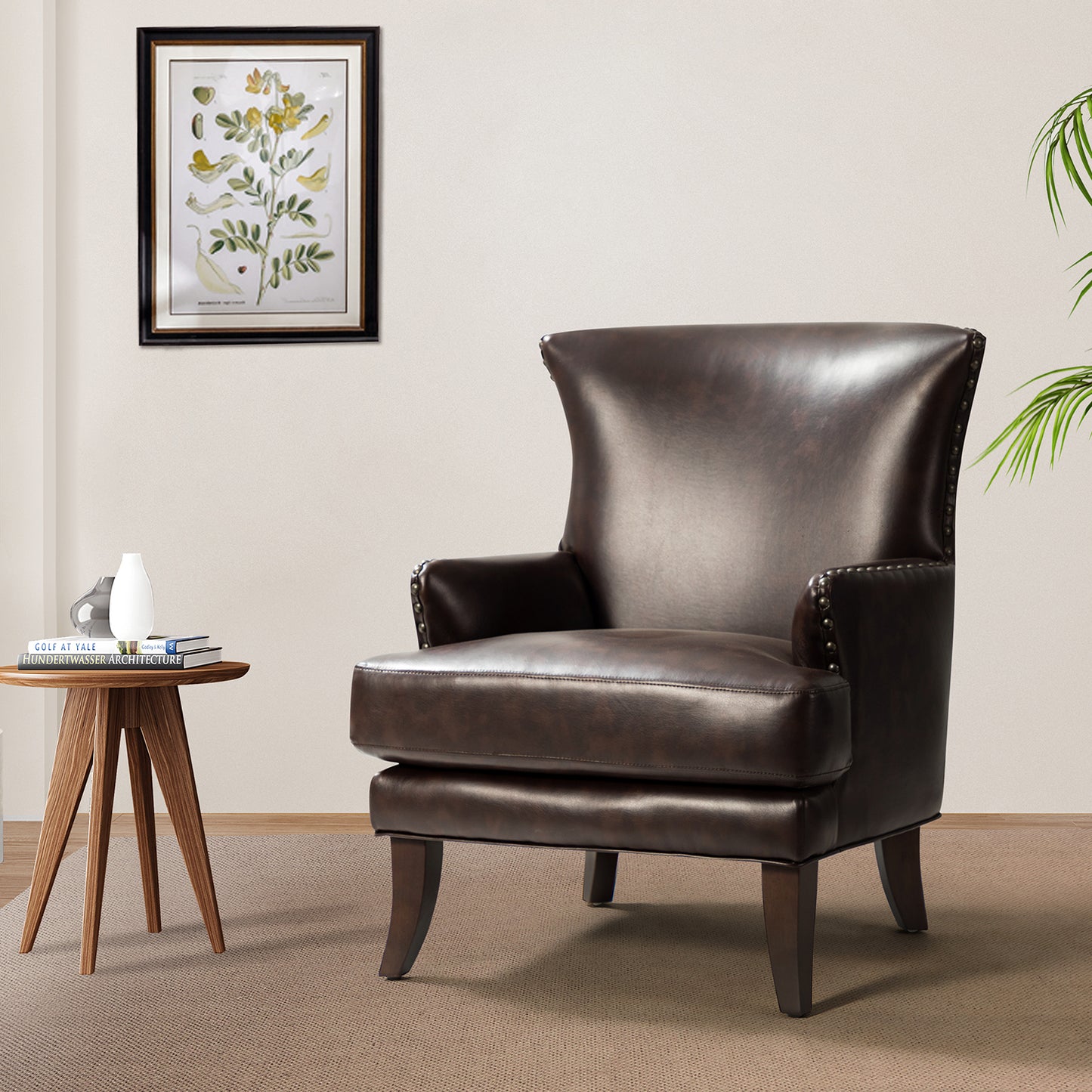 Jorge Armchair – Brown Nailhead Accent Chair