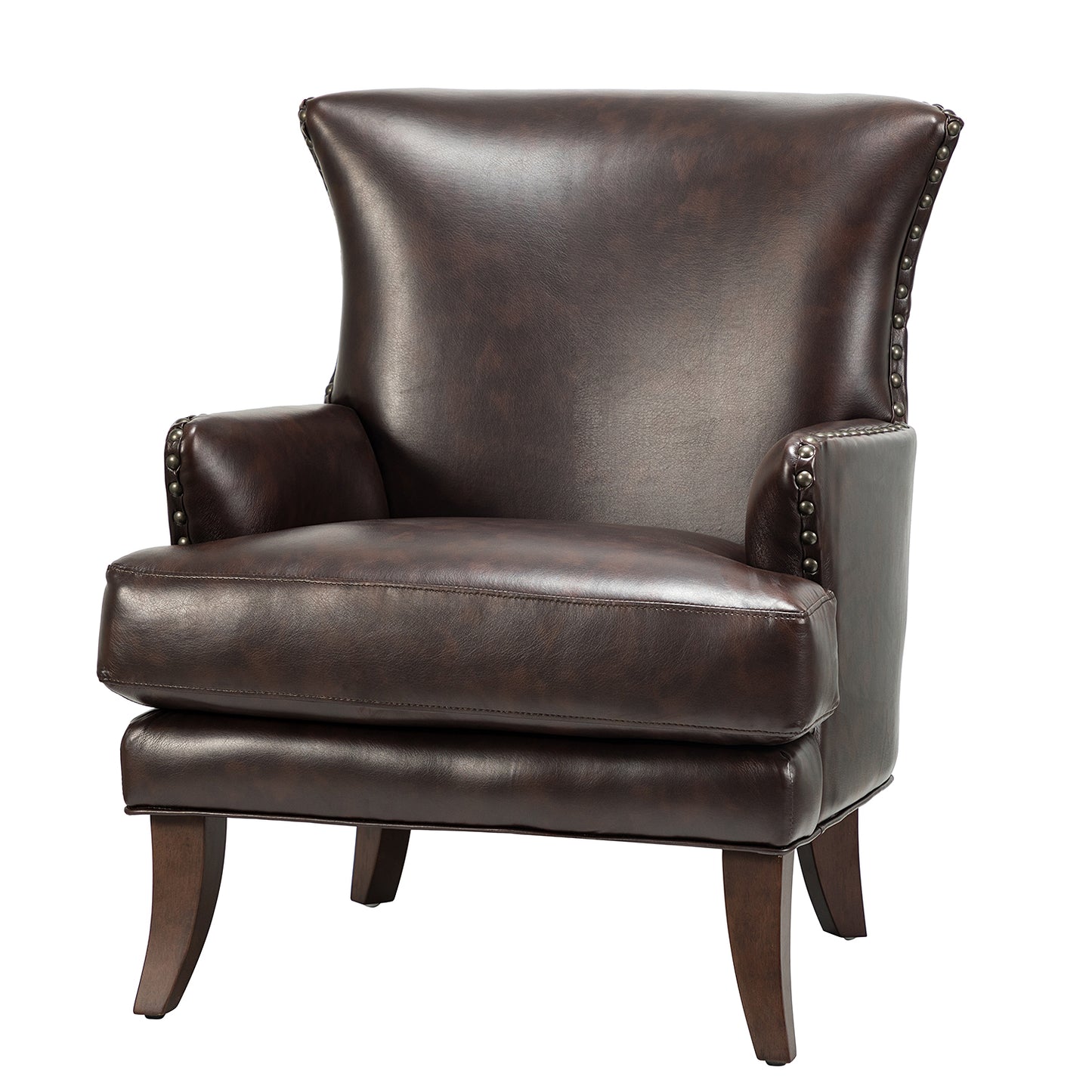Jorge Armchair – Brown Nailhead Accent Chair