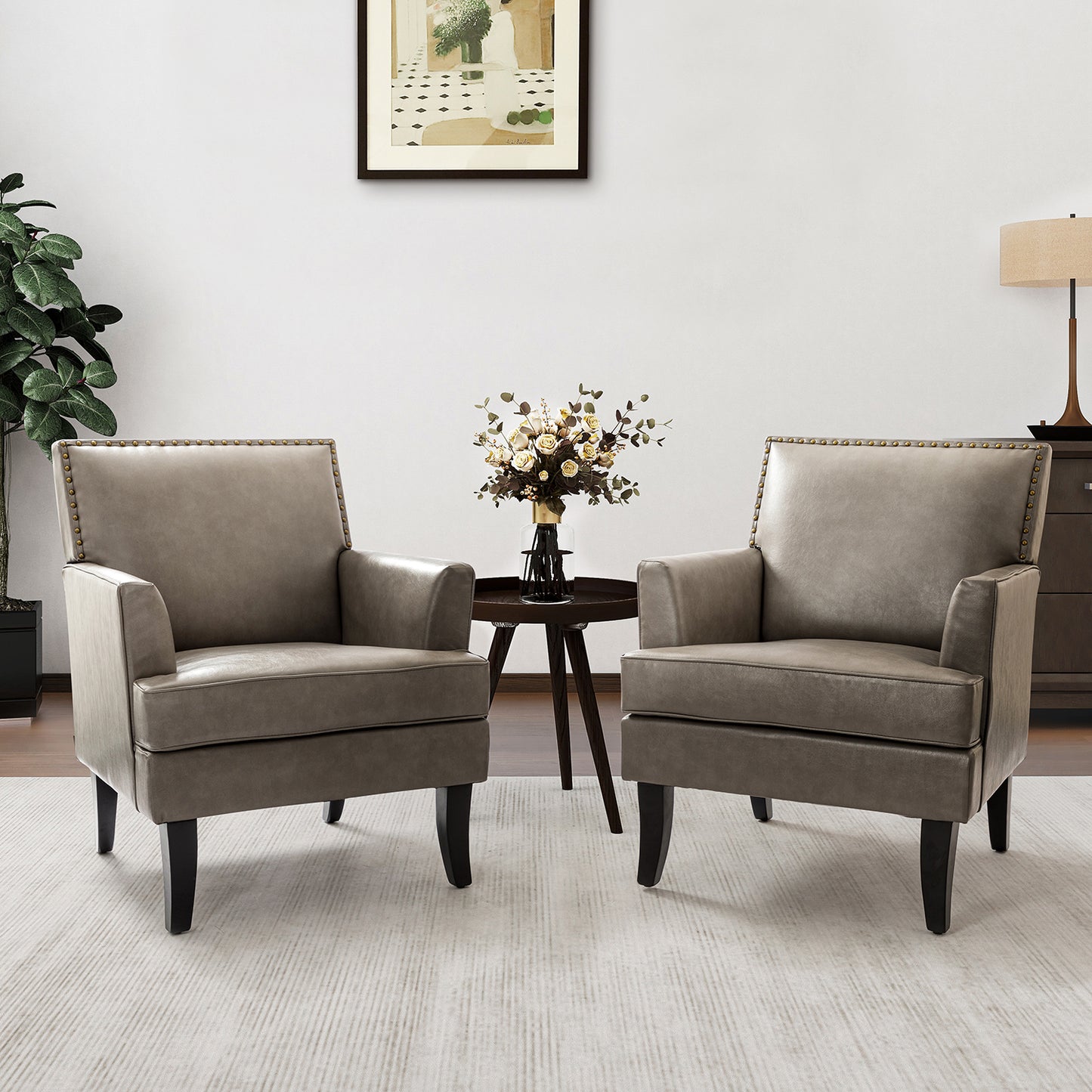 Celadon Armchair – Grey Nailhead Accent Chair