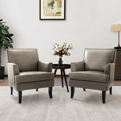 Celadon Armchair – Grey Nailhead Accent Chair