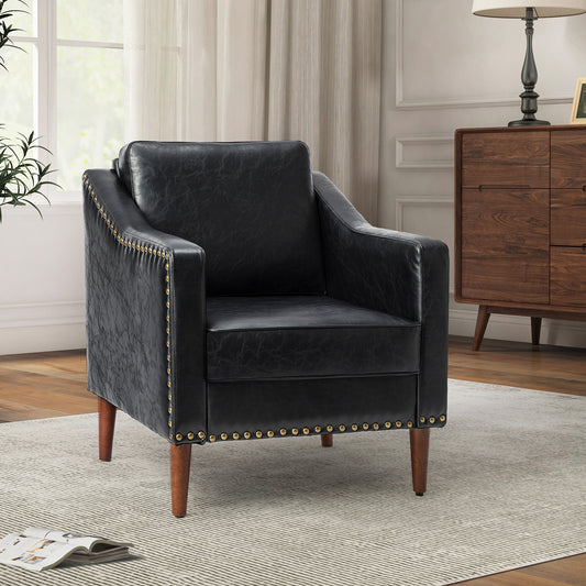 Bonita Vegan Leather Armchair – Black Nailhead Accent Chair