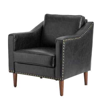 Bonita Vegan Leather Armchair – Black Nailhead Accent Chair