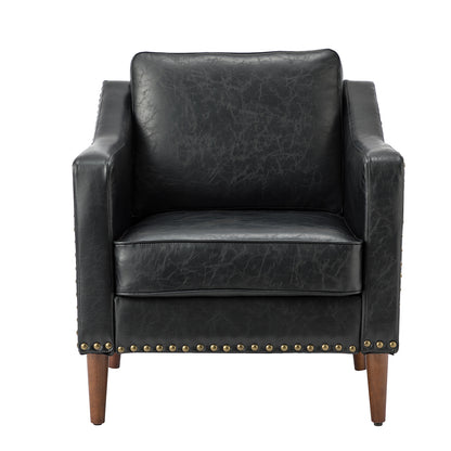 Bonita Vegan Leather Armchair – Black Nailhead Accent Chair