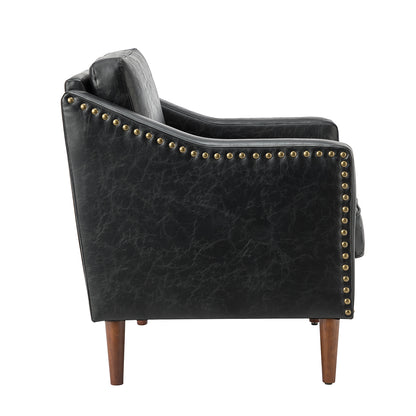 Bonita Vegan Leather Armchair – Black Nailhead Accent Chair