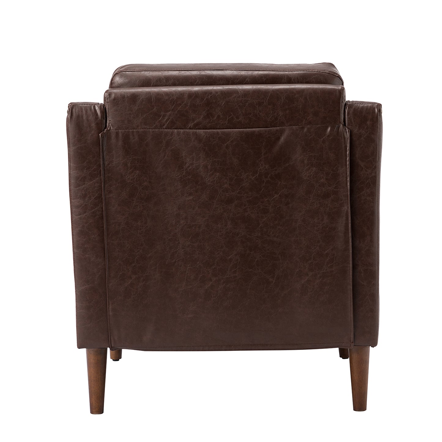 Bonita Vegan Leather Armchair – Brown Nailhead Accent Chair