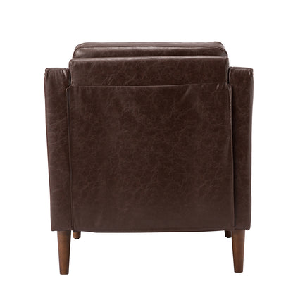 Bonita Vegan Leather Armchair – Brown Nailhead Accent Chair