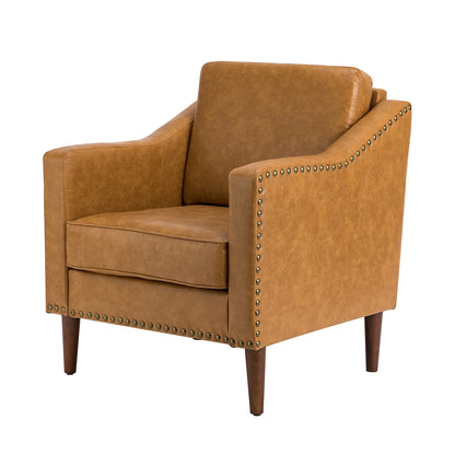 Bonita Vegan Leather Armchair – Camel Nailhead Accent Chair