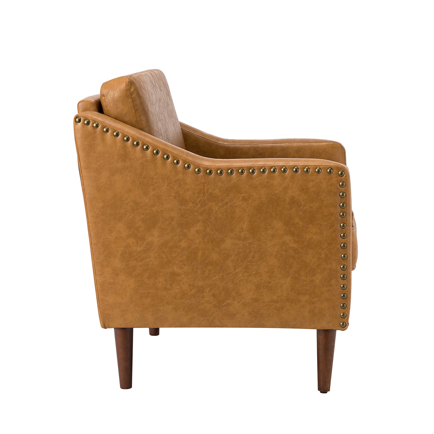 Bonita Vegan Leather Armchair – Camel Nailhead Accent Chair