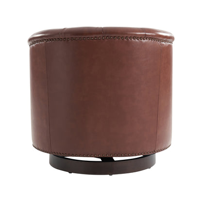 Veitin Chesterfield Rocker and Swivel Genuine Leather Chair – Brown Tufted Club Chair