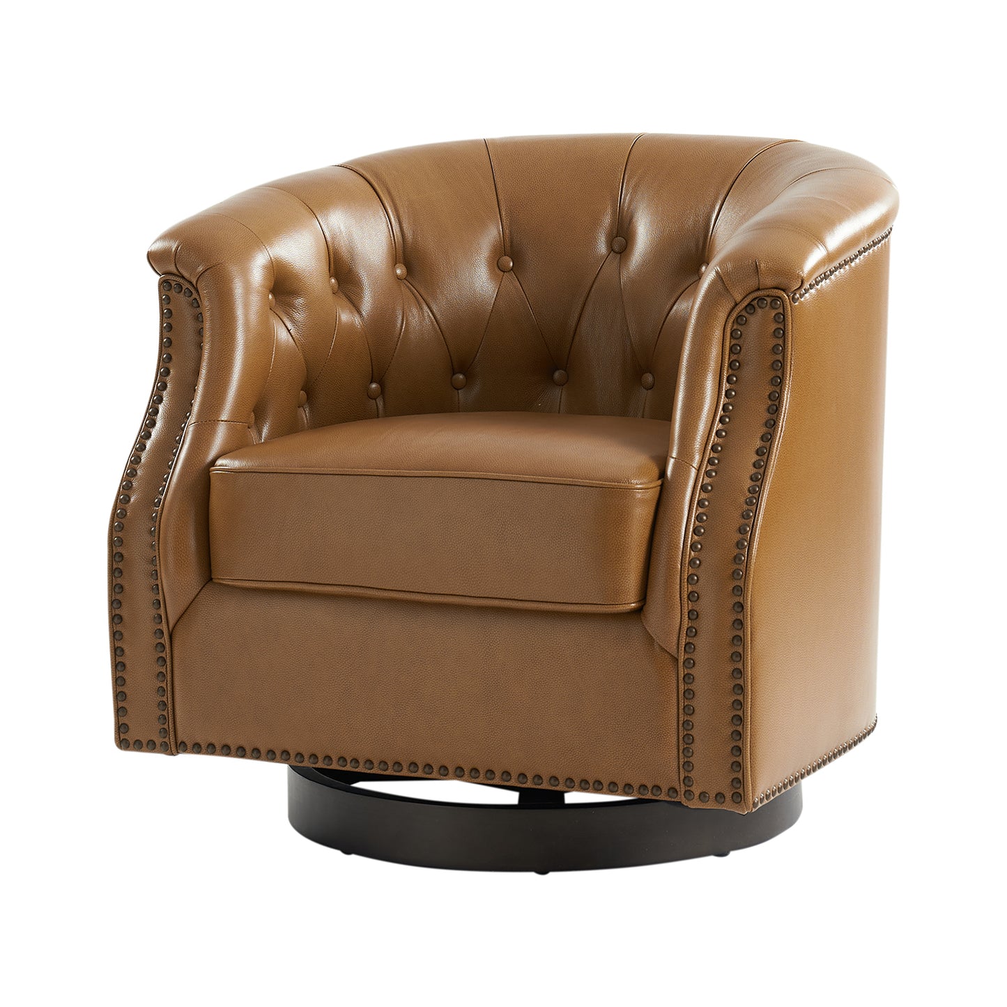 Veitin Chesterfield Rocker and Swivel Genuine Leather Chair – Camel Tufted Club Chair