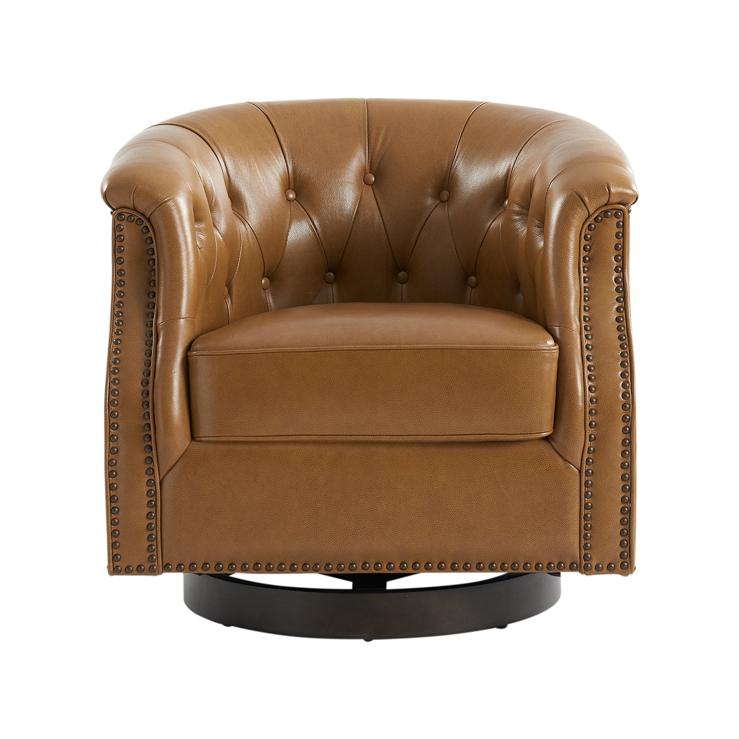 Veitin Chesterfield Rocker and Swivel Genuine Leather Chair – Camel Tufted Club Chair