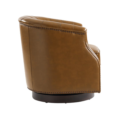 Veitin Chesterfield Rocker and Swivel Genuine Leather Chair – Camel Tufted Club Chair