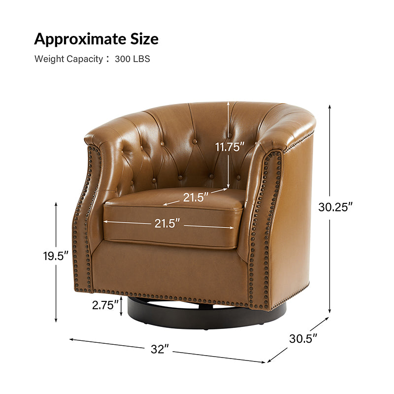 Veitin Chesterfield Rocker and Swivel Genuine Leather Chair – Camel Tufted Club Chair