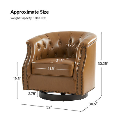 Veitin Chesterfield Rocker and Swivel Genuine Leather Chair – Camel Tufted Club Chair