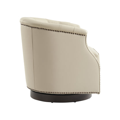 Veitin Chesterfield Rocker and Swivel Genuine Leather Chair – White Tufted Club Chair