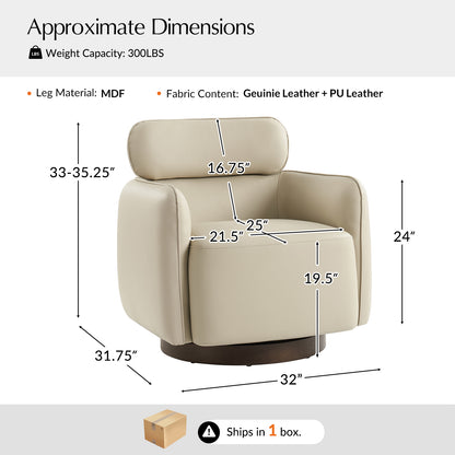 Othon Swivel Chair – Ivory Modern Barrel Chair