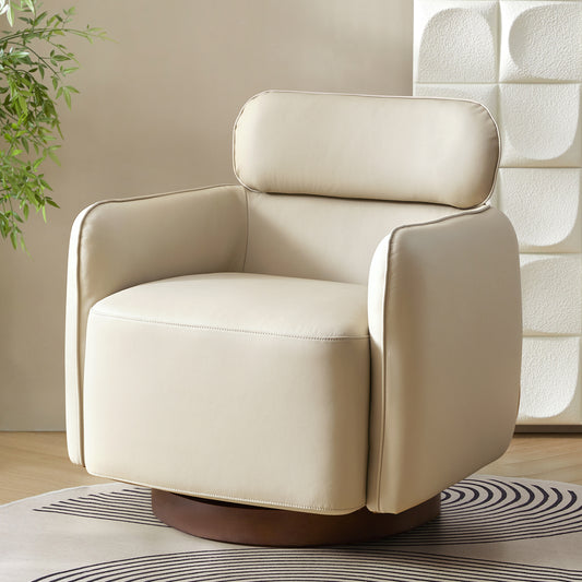 Othon Swivel Chair – Ivory Modern Barrel Chair