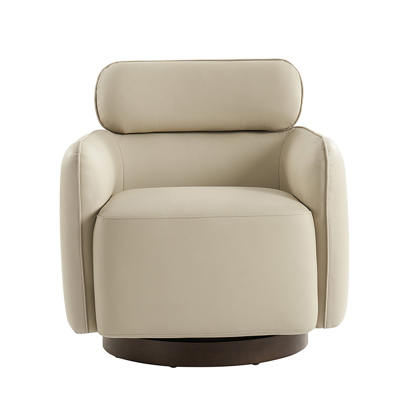 Othon Swivel Chair – Ivory Modern Barrel Chair
