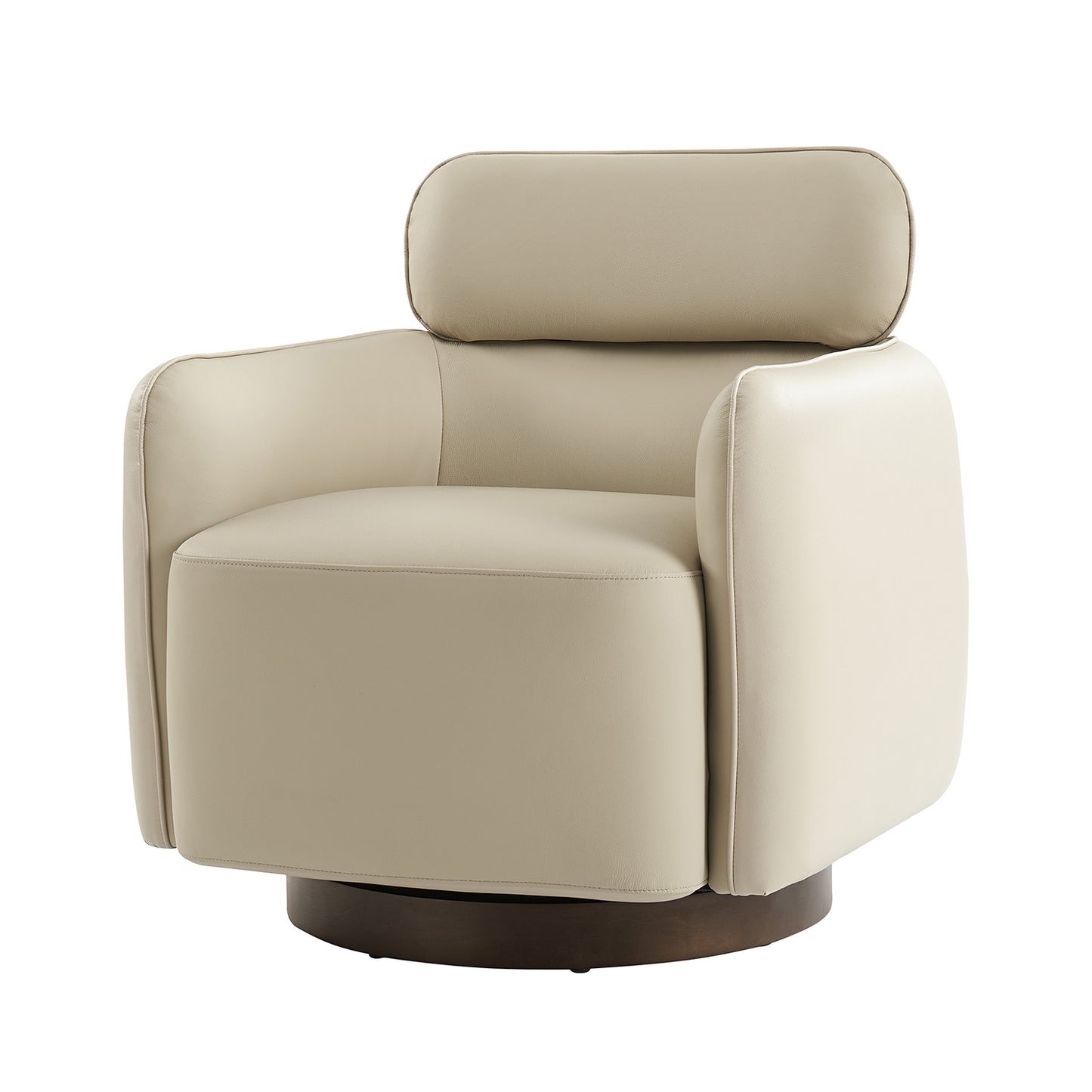 Othon Swivel Chair – Ivory Modern Barrel Chair