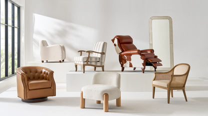 Veitin Chesterfield Rocker and Swivel Genuine Leather Chair – Camel Tufted Club Chair